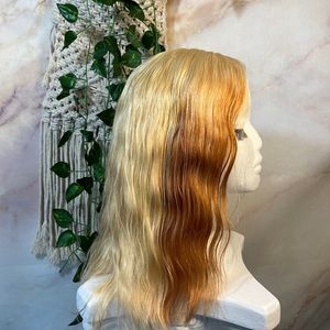 Platinum Blonde Full Lace Front With Orange Streak Wig!